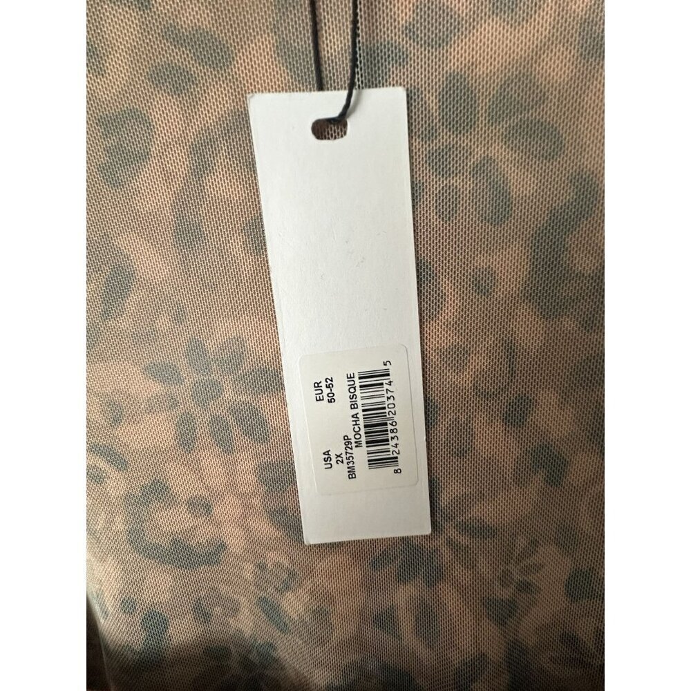 NWT Steve Madden Women’s Hayden Long Sleeve Sheer Brown Square Neck Top - Sz 2X - Picture 8 of 9